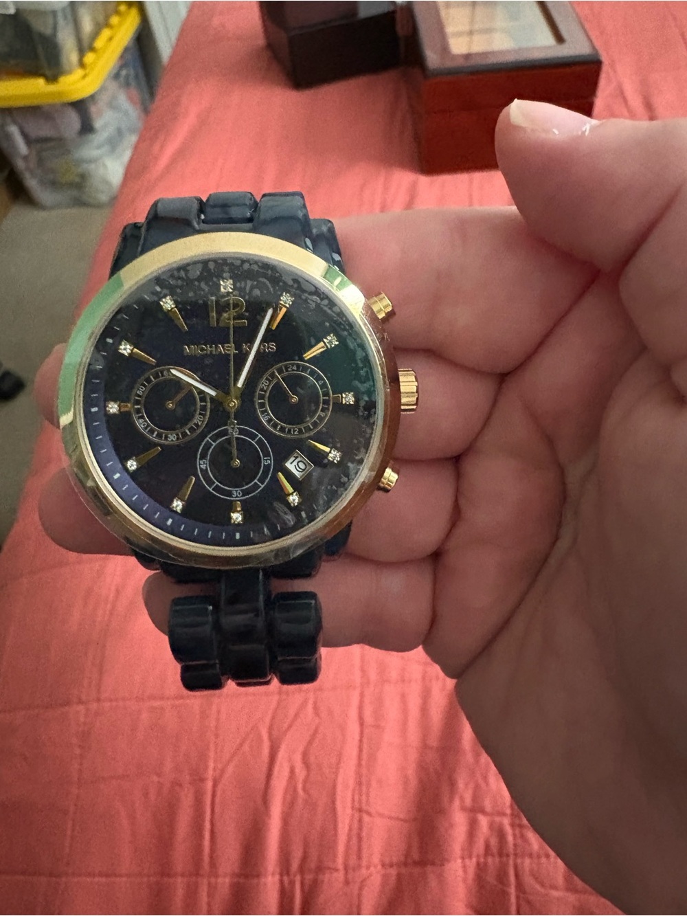 Michael Kors Blue and Gold Chronograph Watch